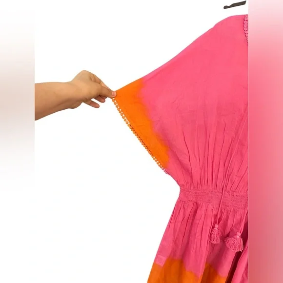 NWT Shiraleah of Chicago Cotton Dolman Sleeve Swim Cover-Up w/ Tassels - Picture 4 of 8